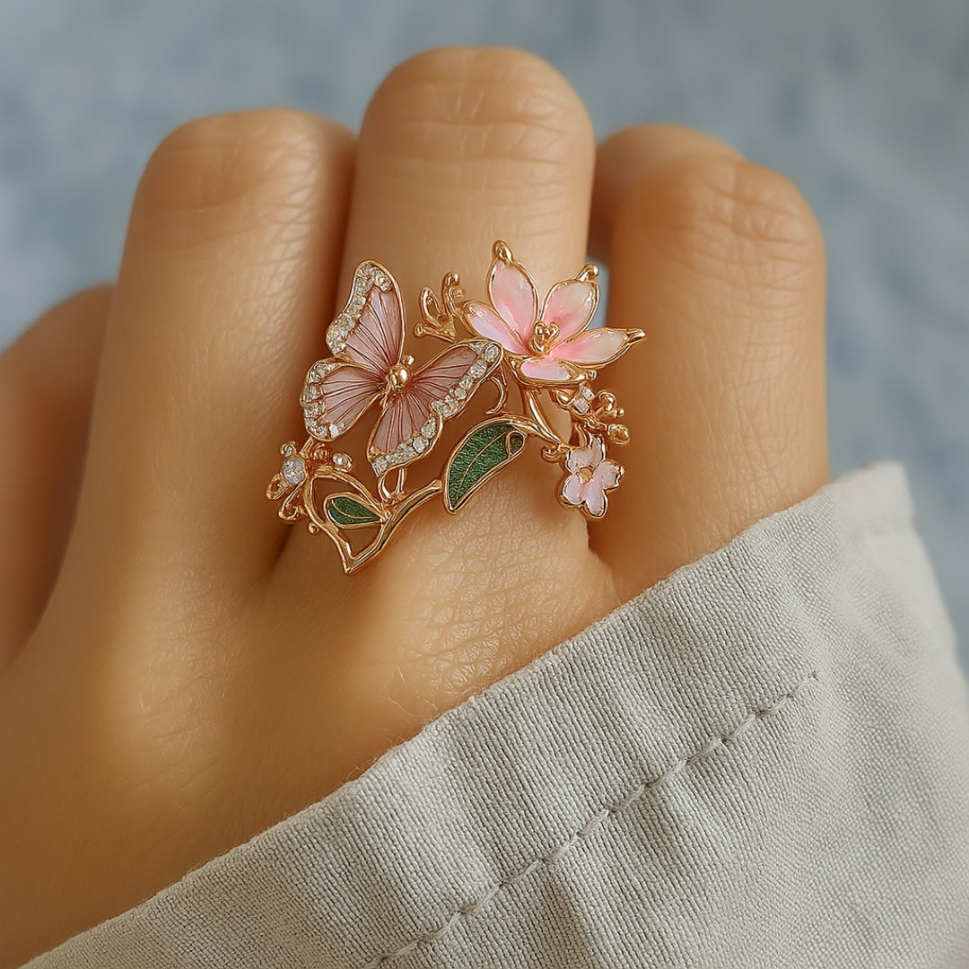 Natur Helliger Schmetterling Zirkonia Ring
