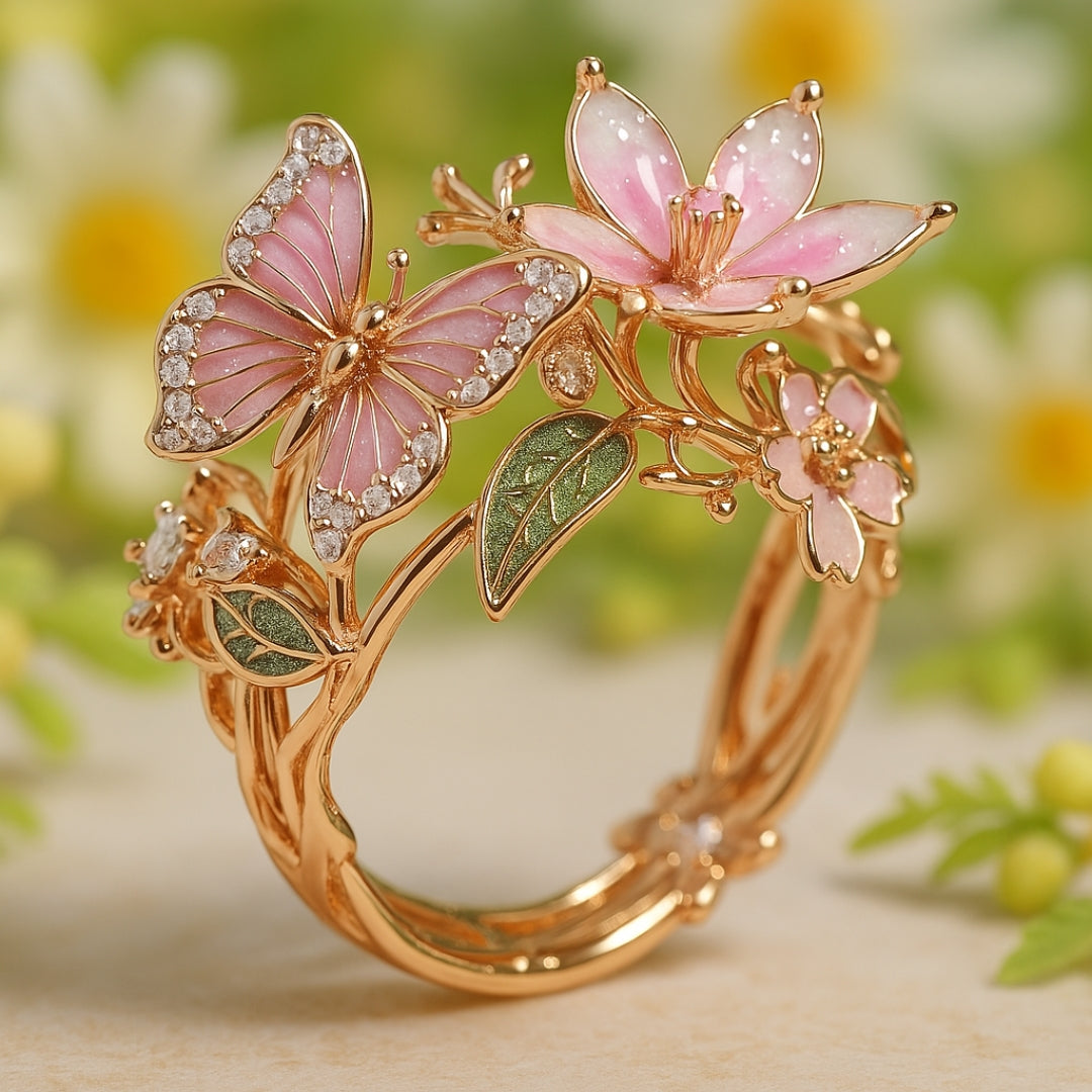 Natur Helliger Schmetterling Zirkonia Ring