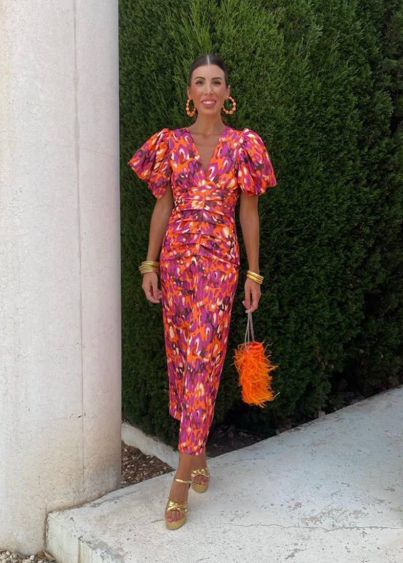 Kleid in Orange/Red und Violet