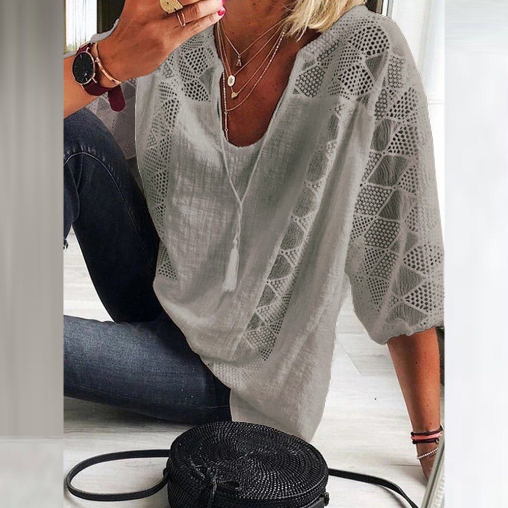 Bluse in Hellblau und Schwarz - Ansicht 4