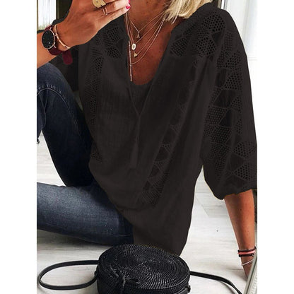 Bluse in Hellblau und Schwarz - Ansicht 3