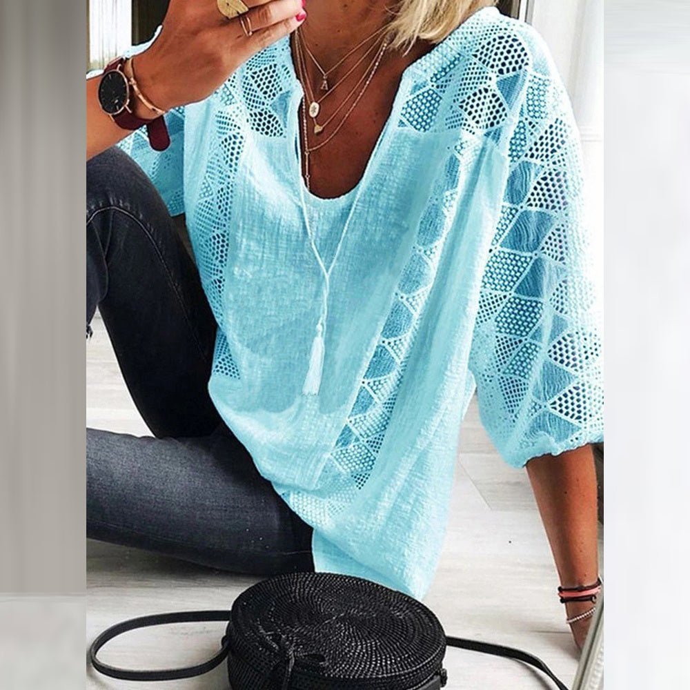 Bluse in Hellblau und Schwarz - Ansicht 2