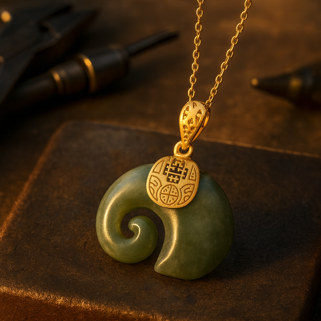 Hetian Jade Elefant Anhänger Halskette