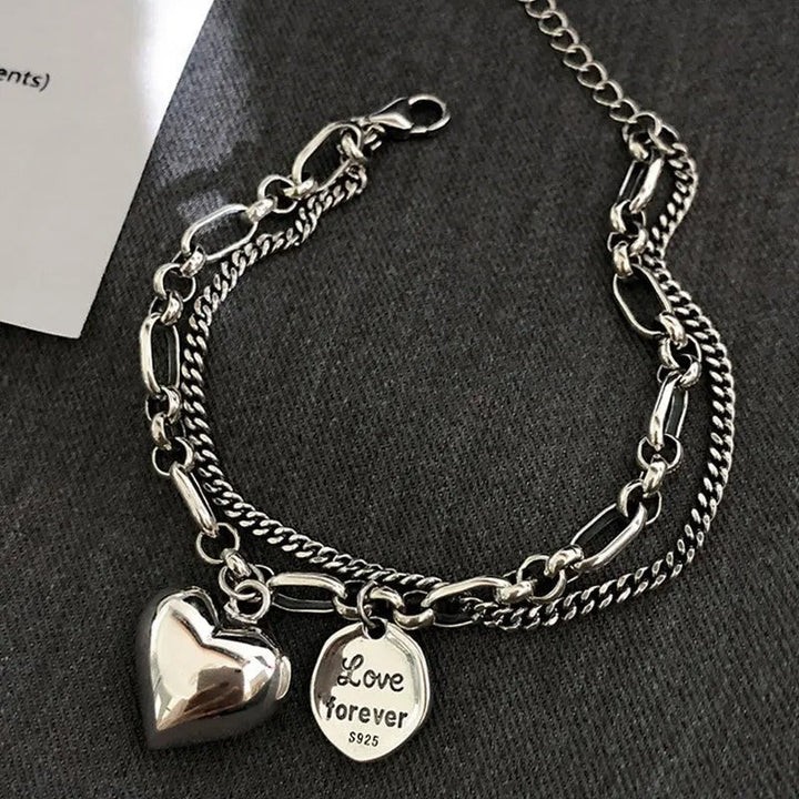 925er Silberarmband mit Gravur „Love Forever“ + 2 Gratis-Charms