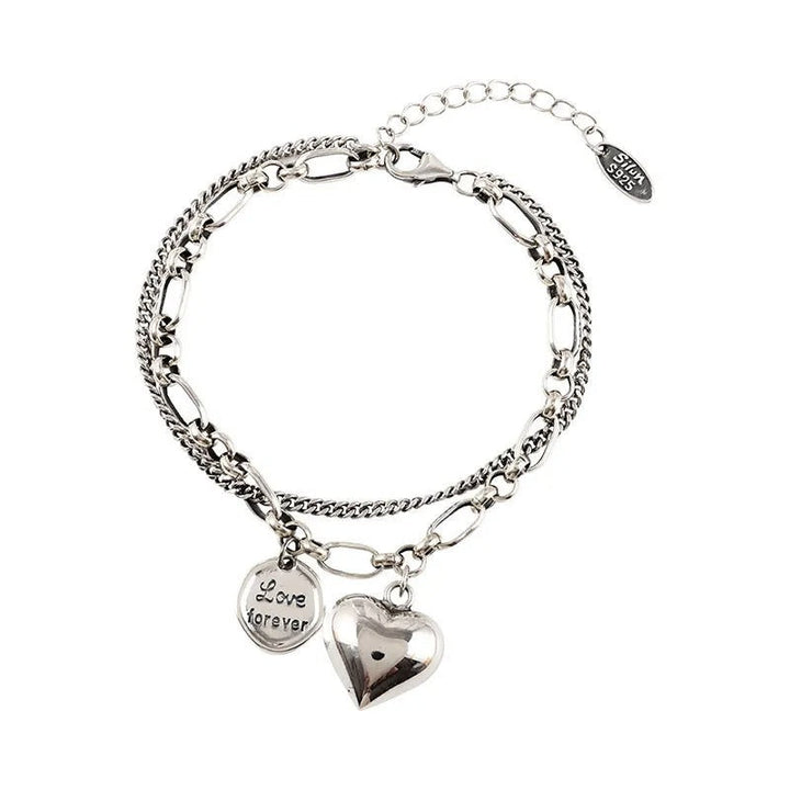 925er Silberarmband mit Gravur „Love Forever“ + 2 Gratis-Charms