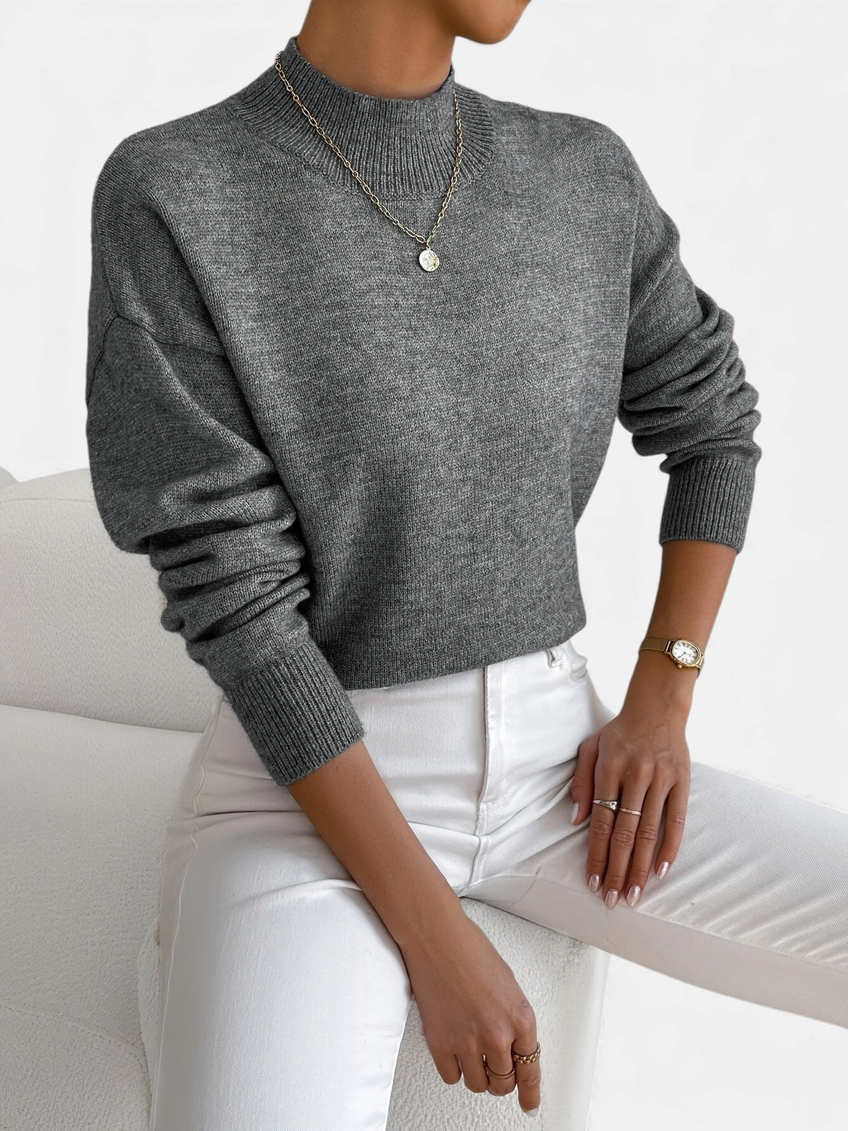 Strickpullover in Weiss und Rosa - Ansicht 9
