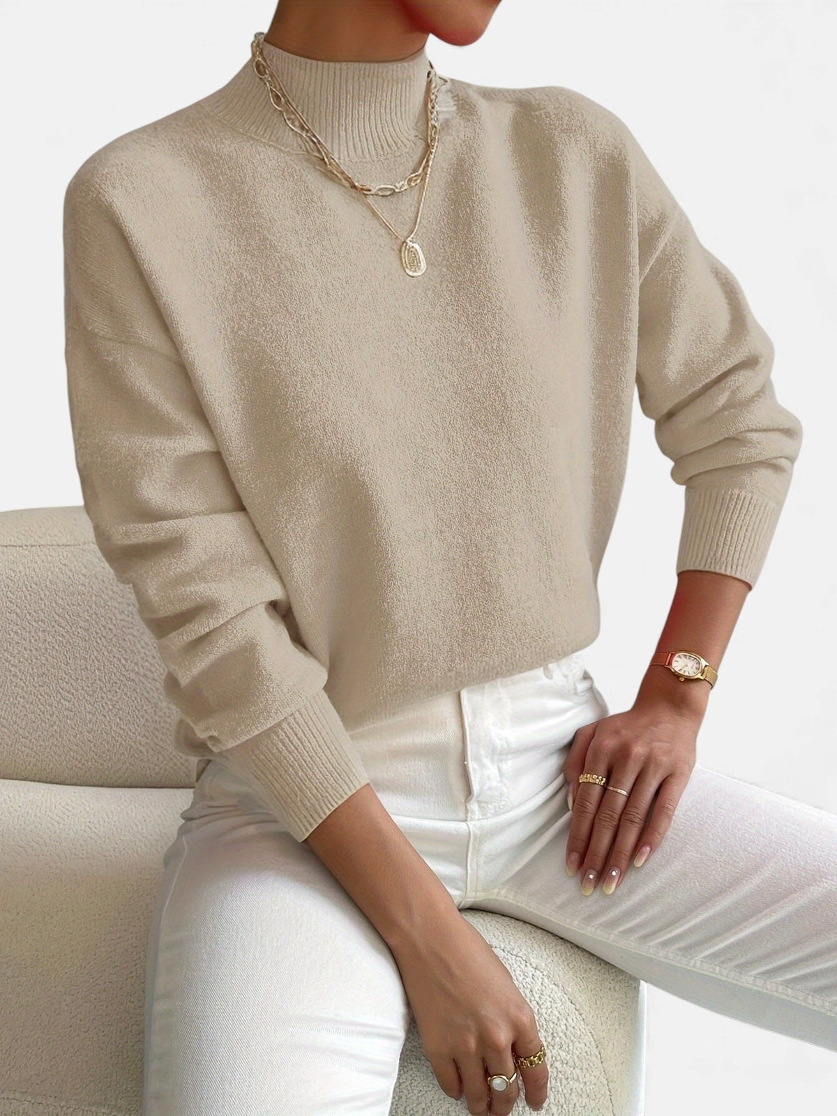 Strickpullover in Weiss und Rosa - Ansicht 4