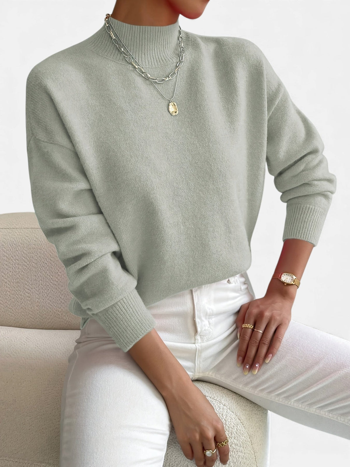 Strickpullover in Weiss und Rosa - Ansicht 10