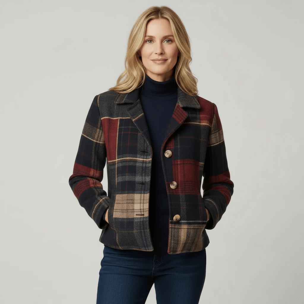 Jacke aus Wollmix mit Karomuster
