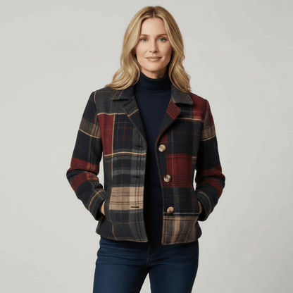 Jacke aus Wollmix mit Karomuster
