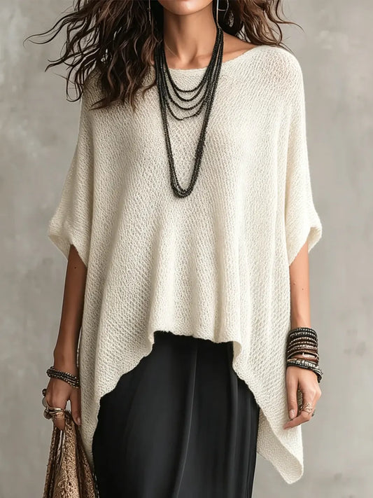 Strickpullover mit asymmetrischem Schnitt und Kurzarm - Ansicht 2