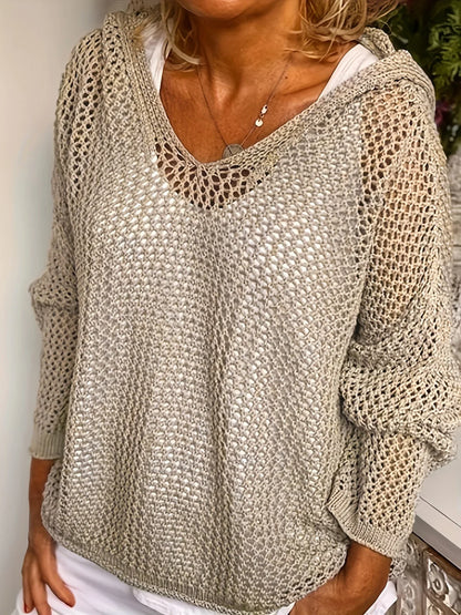 Strickpullover mit Kapuze und Langarm