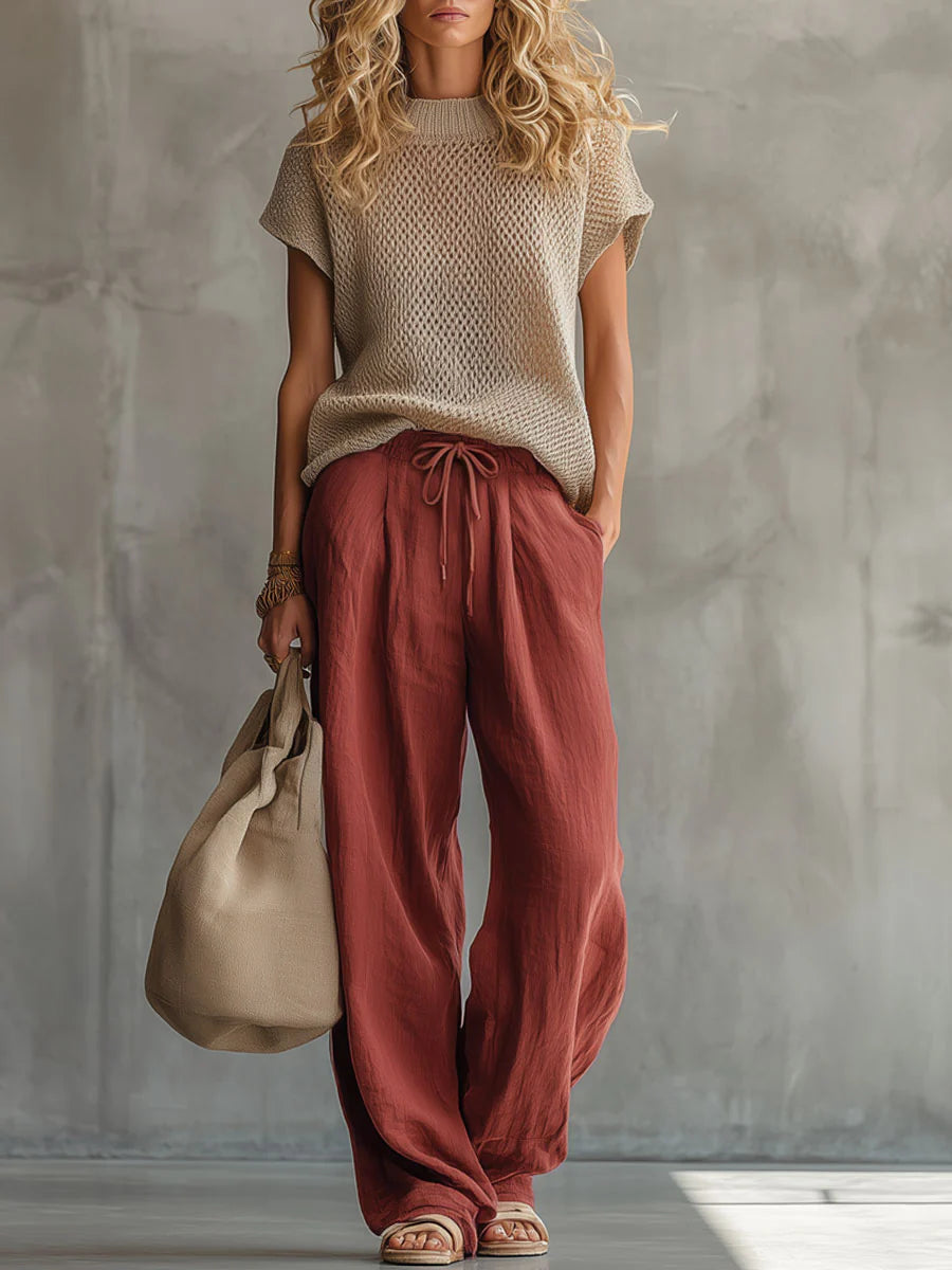 Strickpullover aus Baumwoll-Leinen-Mix