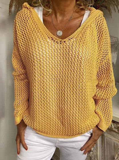 Strickpullover mit Kapuze und Langarm - Ansicht 2