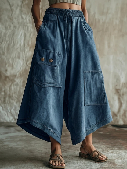 Stoffhose aus Baumwolle mit Gummizug und Taschen - Ansicht 5
