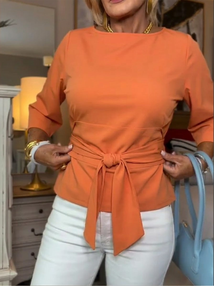 Hemdbluse aus Baumwolle in Apricot - Ansicht 5