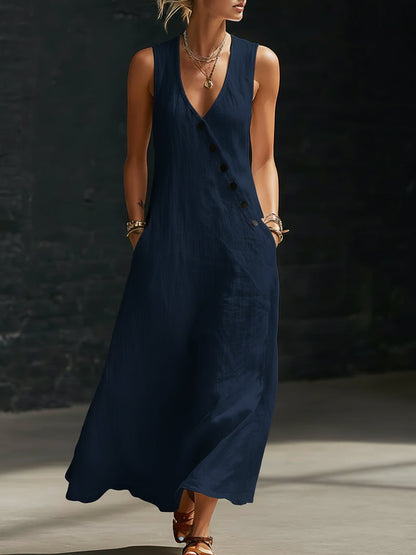 Maxikleid aus Baumwolle mit Knopfleiste und Taschen - Ansicht 6