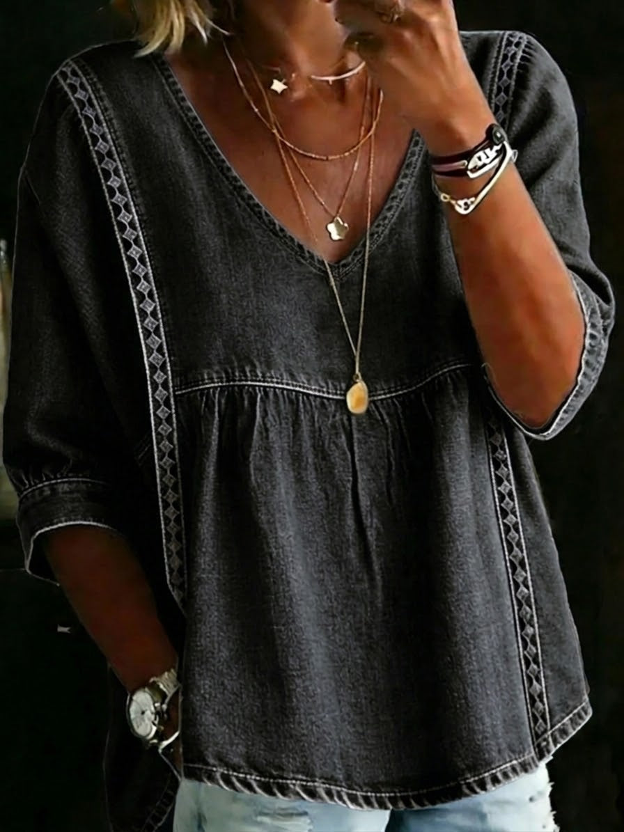 Top aus Denim mit Patchwork - Ansicht 3