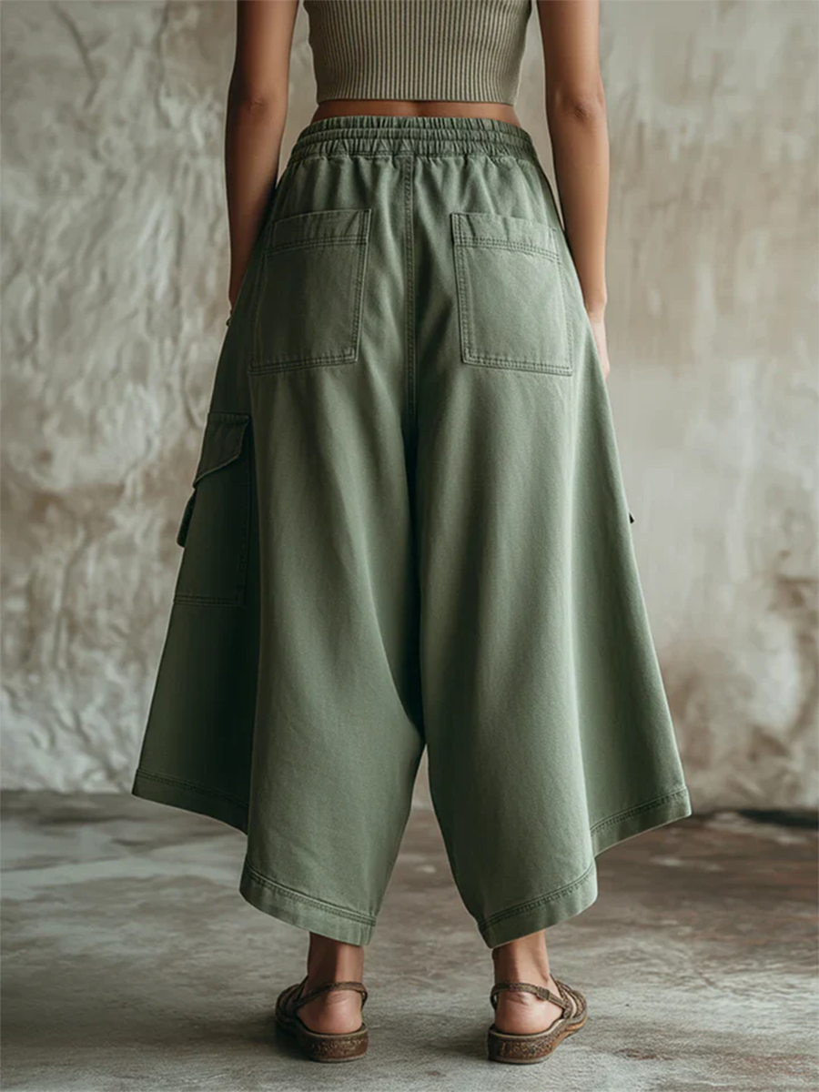 Stoffhose aus Baumwolle mit Gummizug und Taschen - Ansicht 2