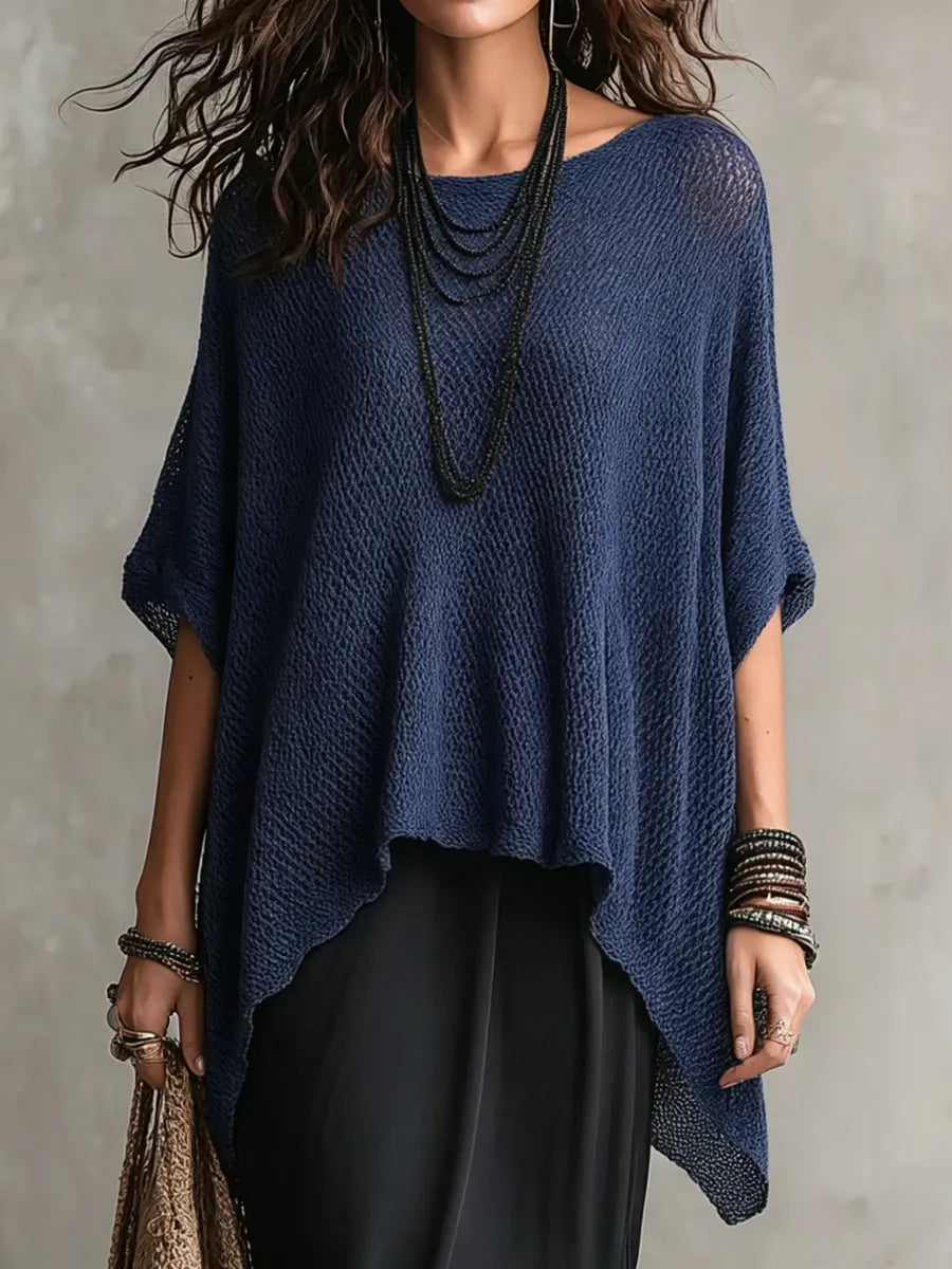 Strickpullover mit asymmetrischem Schnitt und Kurzarm - Ansicht 3