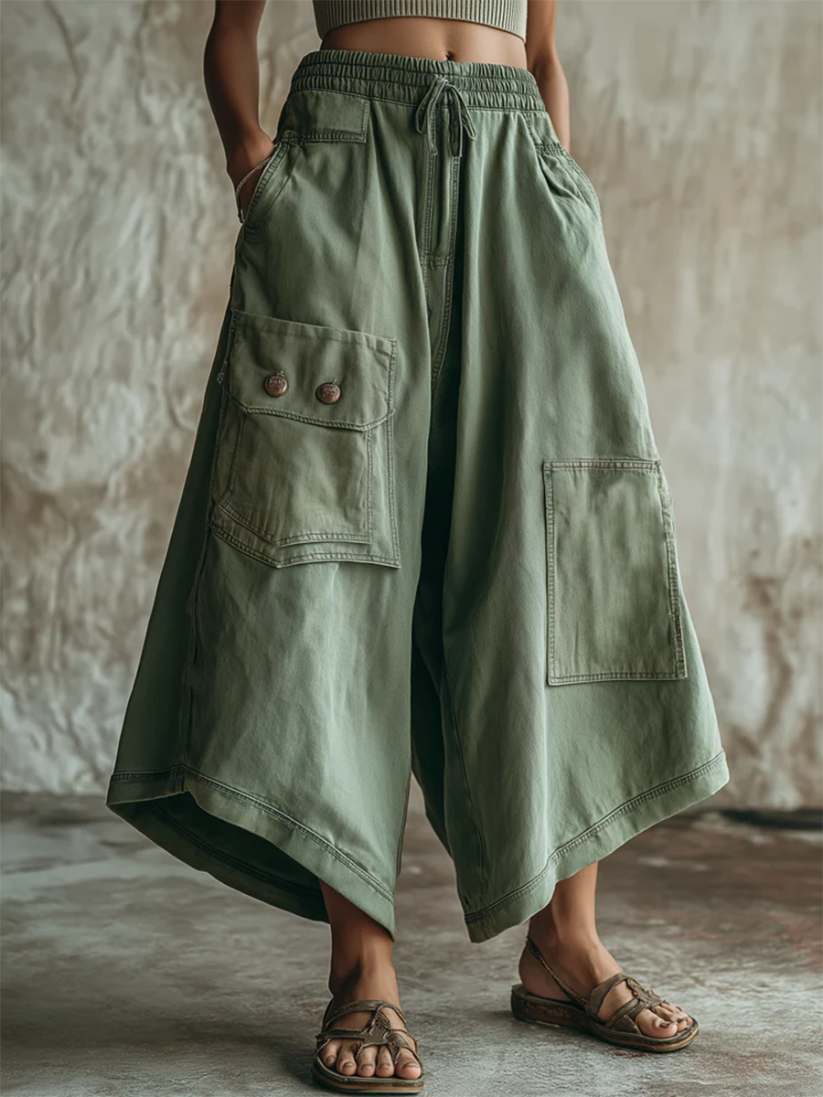 Stoffhose aus Baumwolle mit Gummizug und Taschen