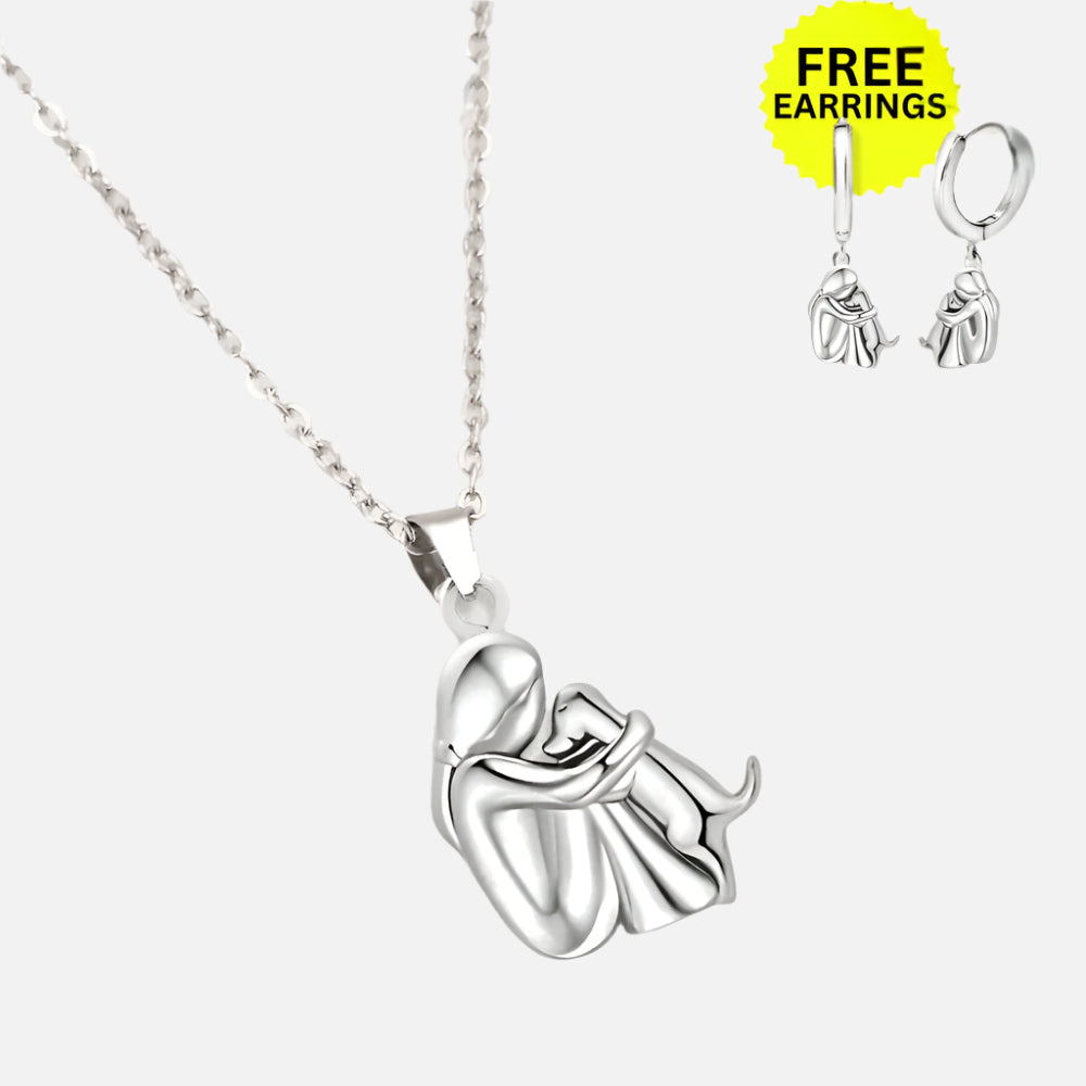 Umarmung Anhänger Halskette mit Ohrringen Geschenk