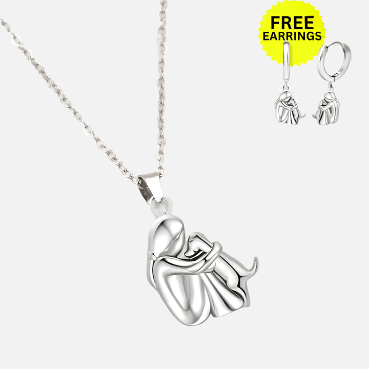 Umarmung Anhänger Halskette mit Ohrringen Geschenk