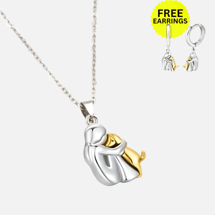 Umarmung Anhänger Halskette mit Ohrringen Geschenk