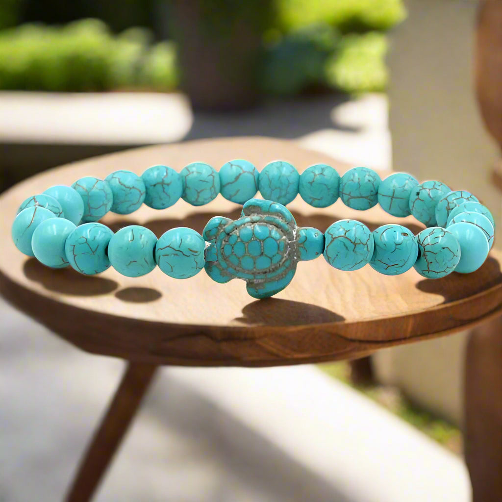 Einzigartige Schildkröten Armbänder mit Natursteinperlen