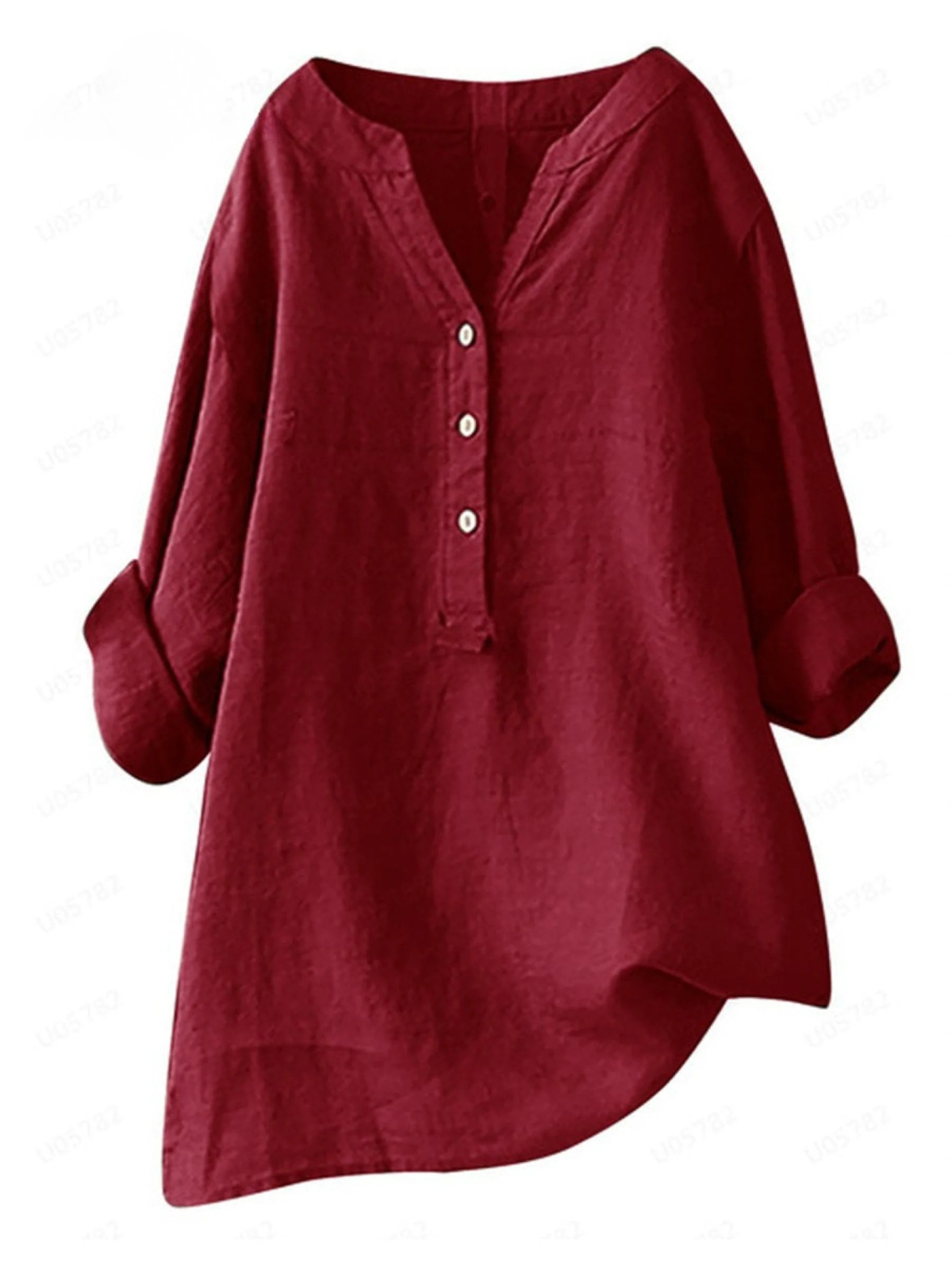 Hemdbluse aus Leinen mit Hemdkragen und Langarm - Ansicht 2