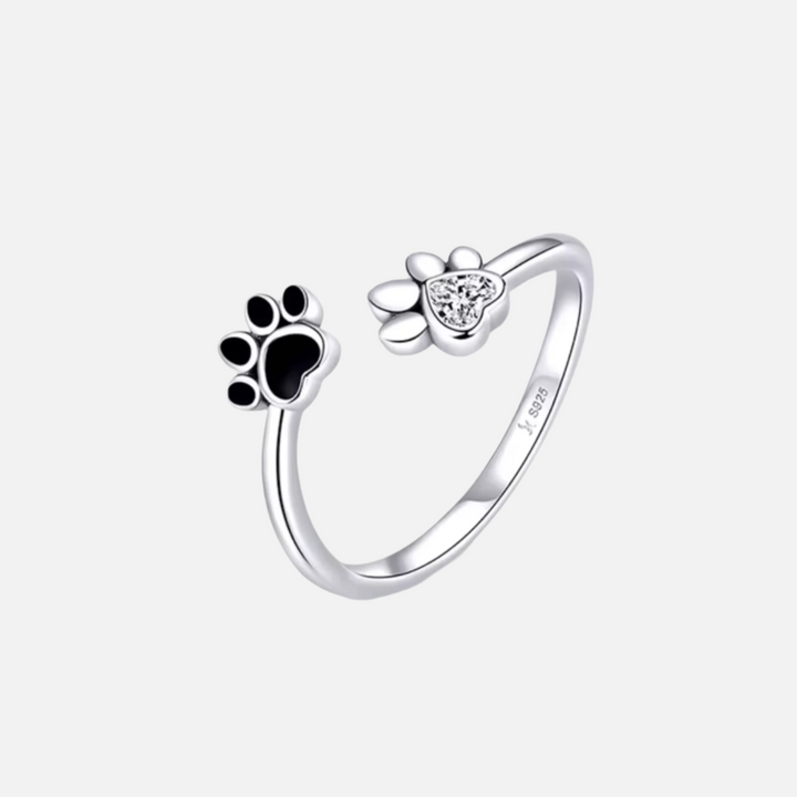 925 Sterlingsilber Pfoten Ring mit Zirkonia und Emaille