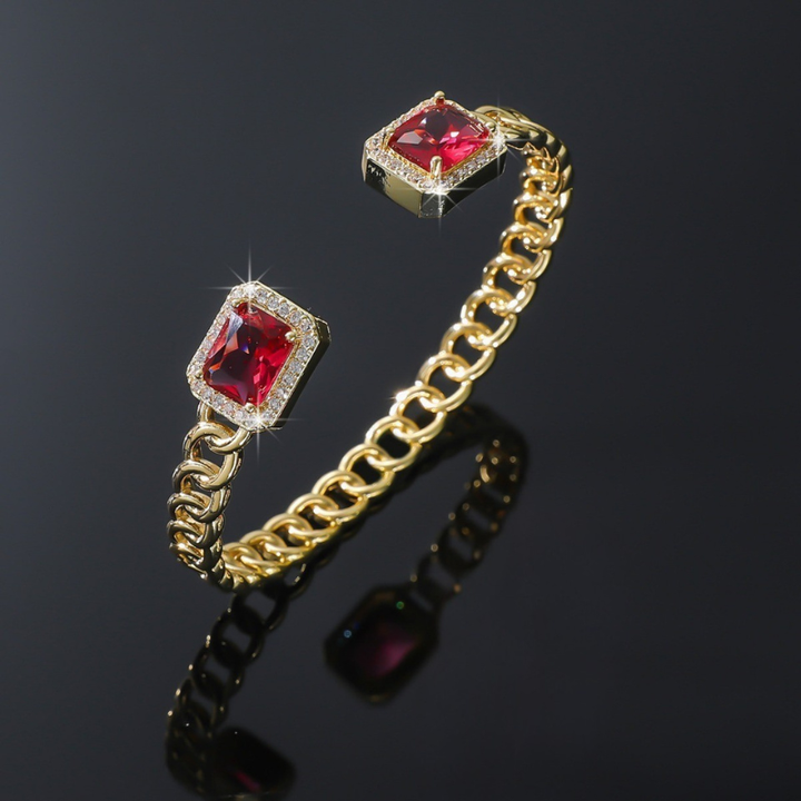 Veloria Ruby Open Armband | Gold