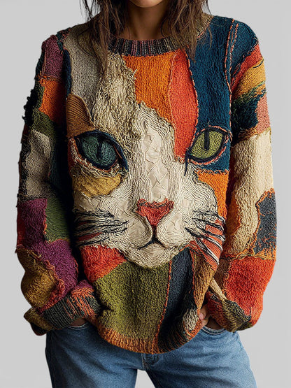 Top mit Katzenmotiv in Multicolor - Ansicht 2