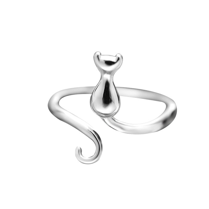 Niedlicher Katzen Ring in Edelstahl