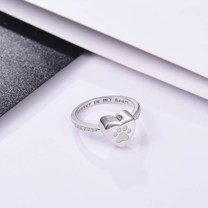 Liebe Herz Pfotenabdruck Urnen Ring