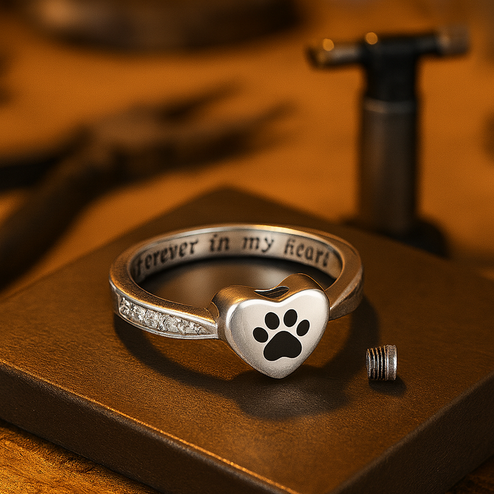 Liebe Herz Pfotenabdruck Urnen Ring