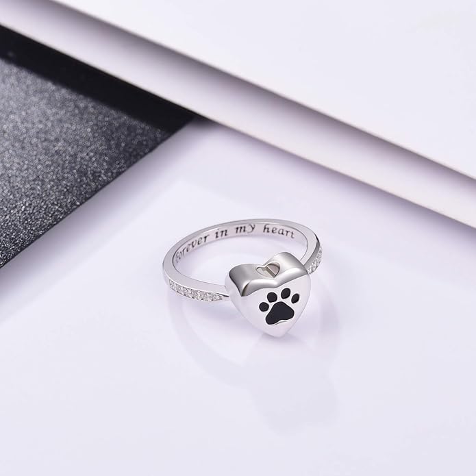 Liebe Herz Pfotenabdruck Urnen Ring