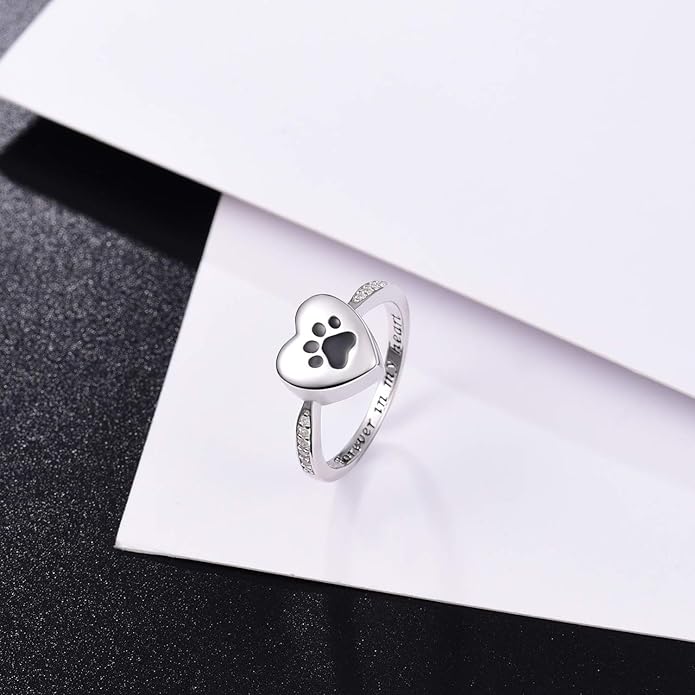 Liebe Herz Pfotenabdruck Urnen Ring