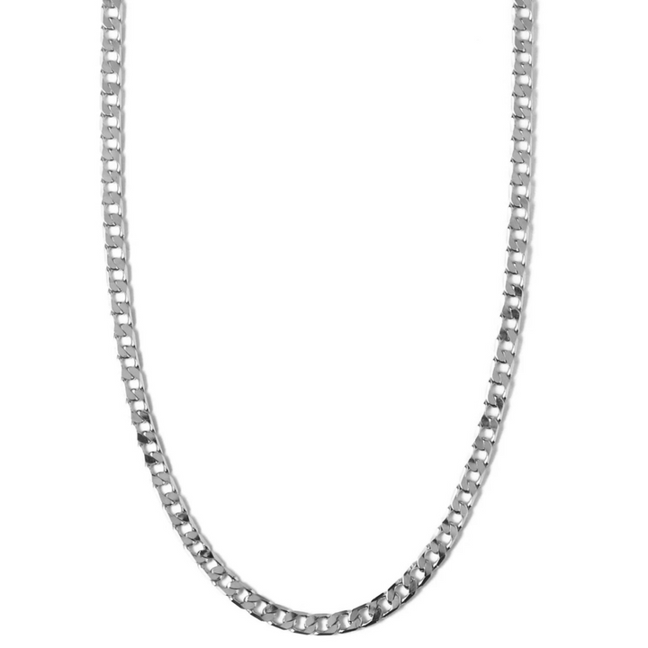 Flachgliedrige Curb Chain Halskette | Weißgold