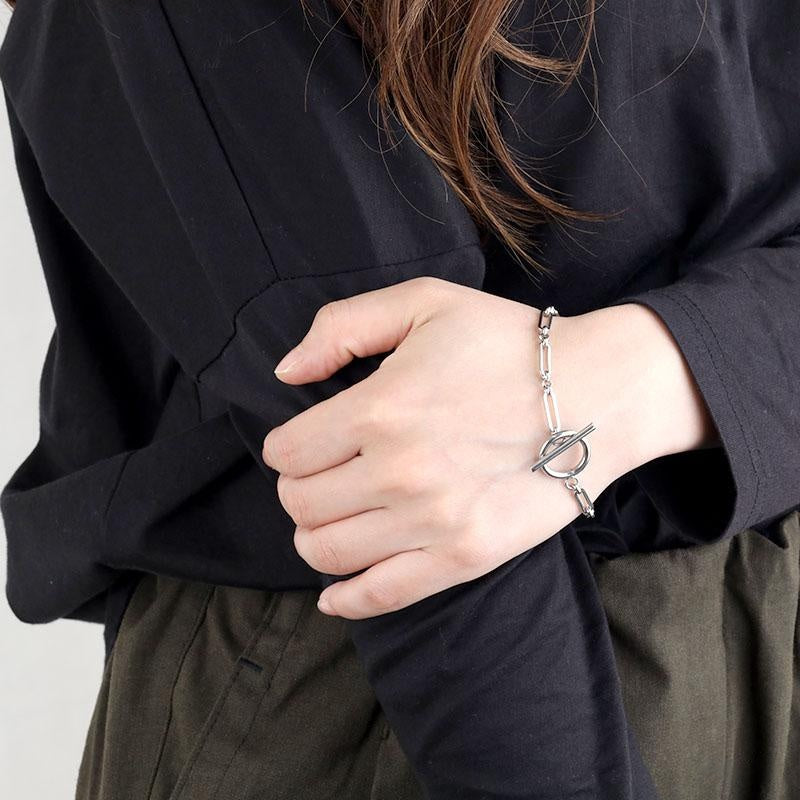 Bracelet manchette Link T-bar | Or blanc
